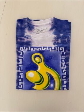 UO Urban Outfitters Kenny Scharf Purple Tie-Dye Graphic Tee w/ Yellow print